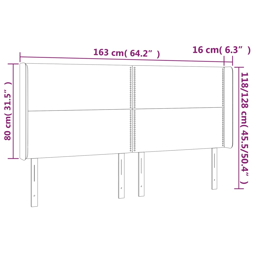 Hoofdbord met randen 163x16x118/128 cm fluweel donkerblauw Hoofdborden en voetborden | Creëer jouw Trendy Thuis | Gratis bezorgd & Retour | Trendy.nl