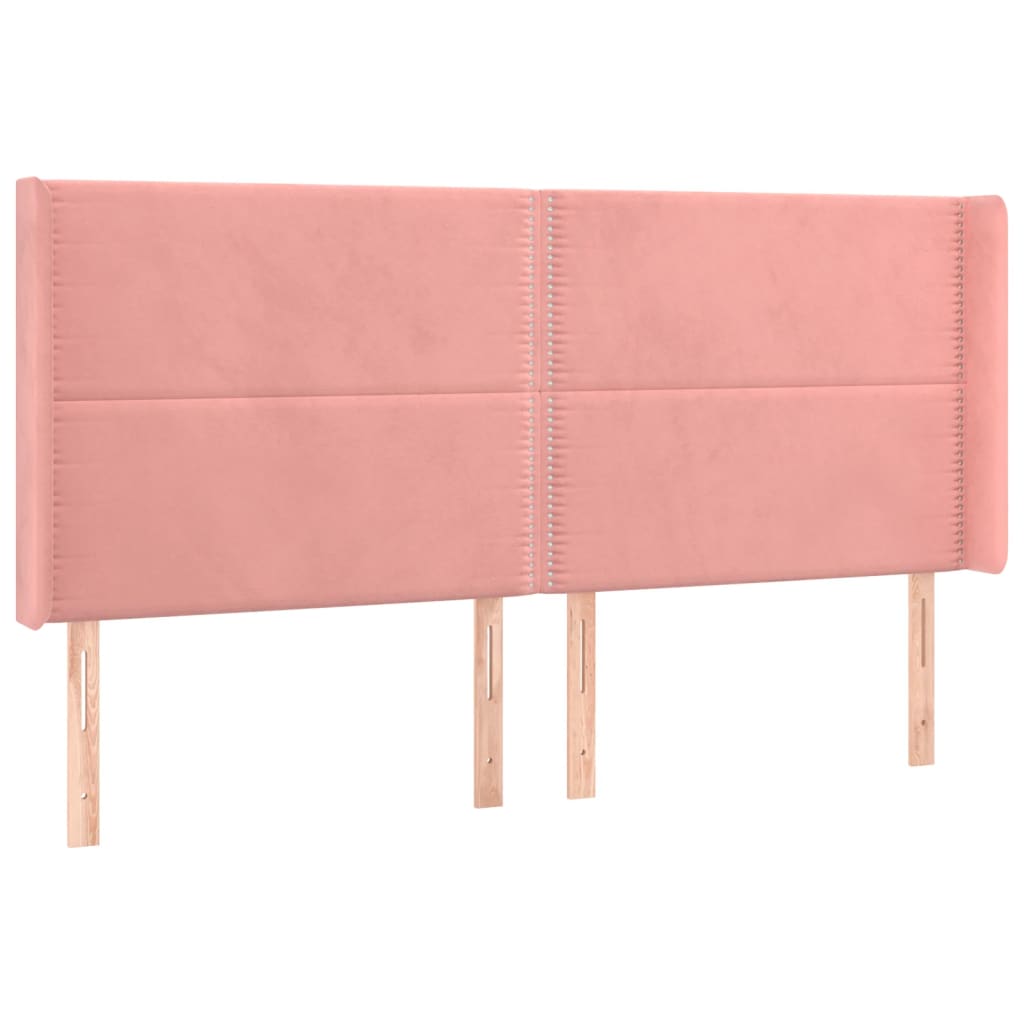 Hoofdbord met randen 163x16x118/128 cm fluweel roze Hoofdborden en voetborden | Creëer jouw Trendy Thuis | Gratis bezorgd & Retour | Trendy.nl