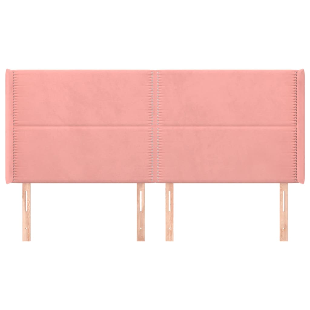 Hoofdbord met randen 163x16x118/128 cm fluweel roze Hoofdborden en voetborden | Creëer jouw Trendy Thuis | Gratis bezorgd & Retour | Trendy.nl