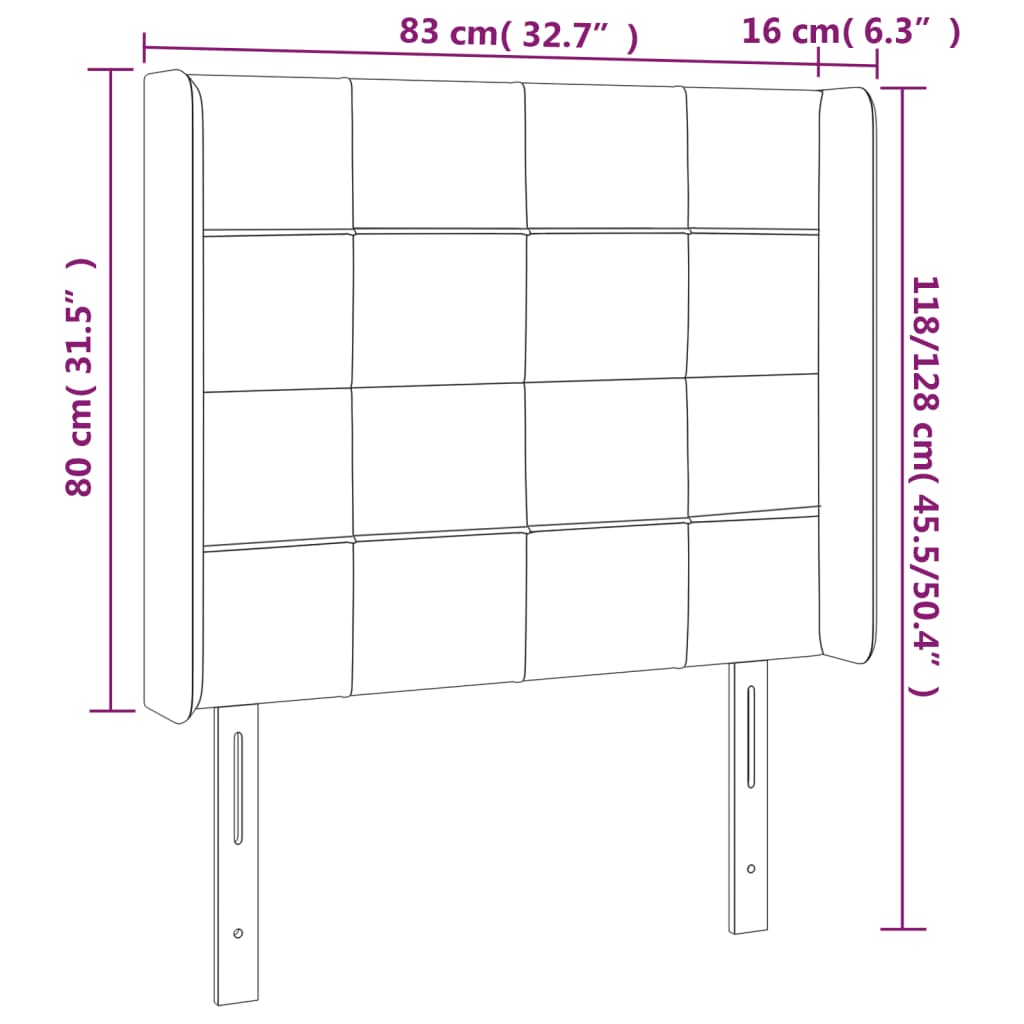 Hoofdbord met randen 83x16x118/128 cm stof zwart Hoofdborden en voetborden | Creëer jouw Trendy Thuis | Gratis bezorgd & Retour | Trendy.nl