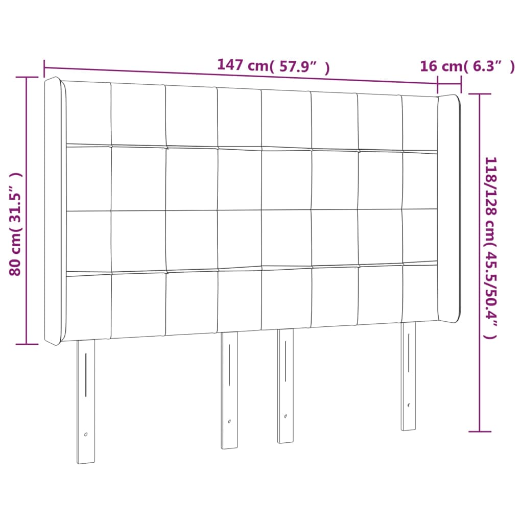 Hoofdbord met randen 147x16x118/128 cm stof zwart Hoofdborden en voetborden | Creëer jouw Trendy Thuis | Gratis bezorgd & Retour | Trendy.nl