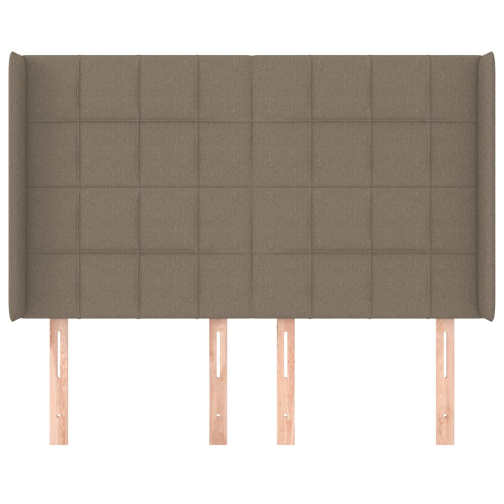Hoofdbord met randen 147x16x118/128 cm stof taupe
