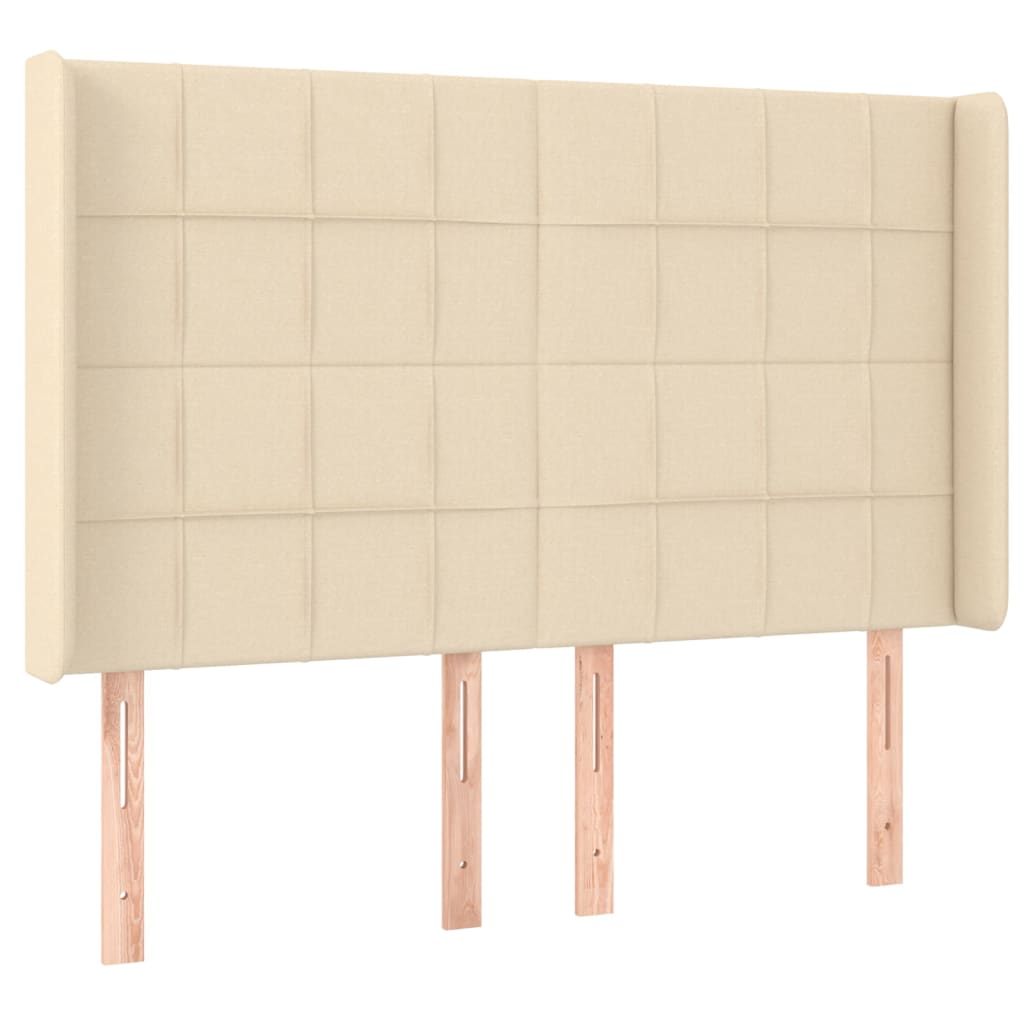 Hoofdbord met randen 147x16x118/128 cm stof crèmekleurig Hoofdborden en voetborden | Creëer jouw Trendy Thuis | Gratis bezorgd & Retour | Trendy.nl