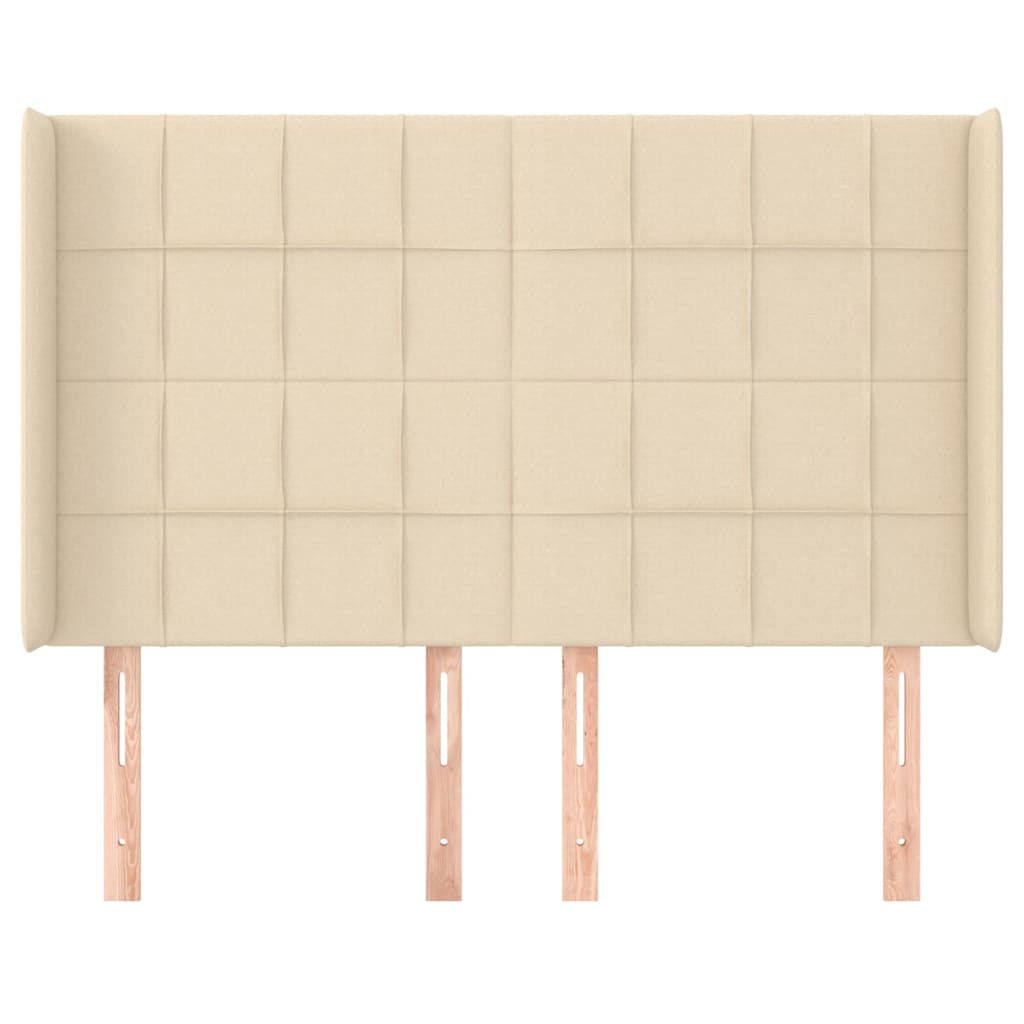 Hoofdbord met randen 147x16x118/128 cm stof crèmekleurig Hoofdborden en voetborden | Creëer jouw Trendy Thuis | Gratis bezorgd & Retour | Trendy.nl