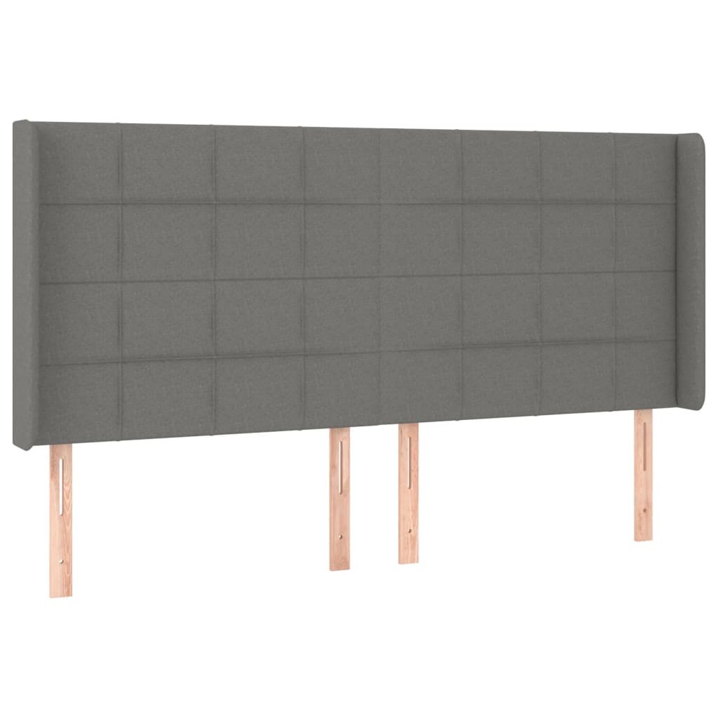 Hoofdbord met randen 183x16x118/128 cm stof donkergrijs Hoofdborden en voetborden | Creëer jouw Trendy Thuis | Gratis bezorgd & Retour | Trendy.nl