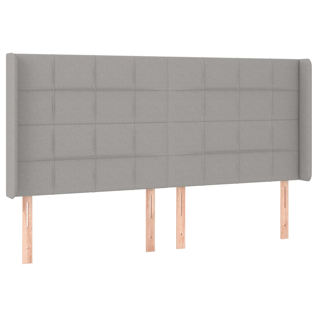 Hoofdbord met randen 203x16x118/128 cm stof lichtgrijs Hoofdborden en voetborden | Creëer jouw Trendy Thuis | Gratis bezorgd & Retour | Trendy.nl