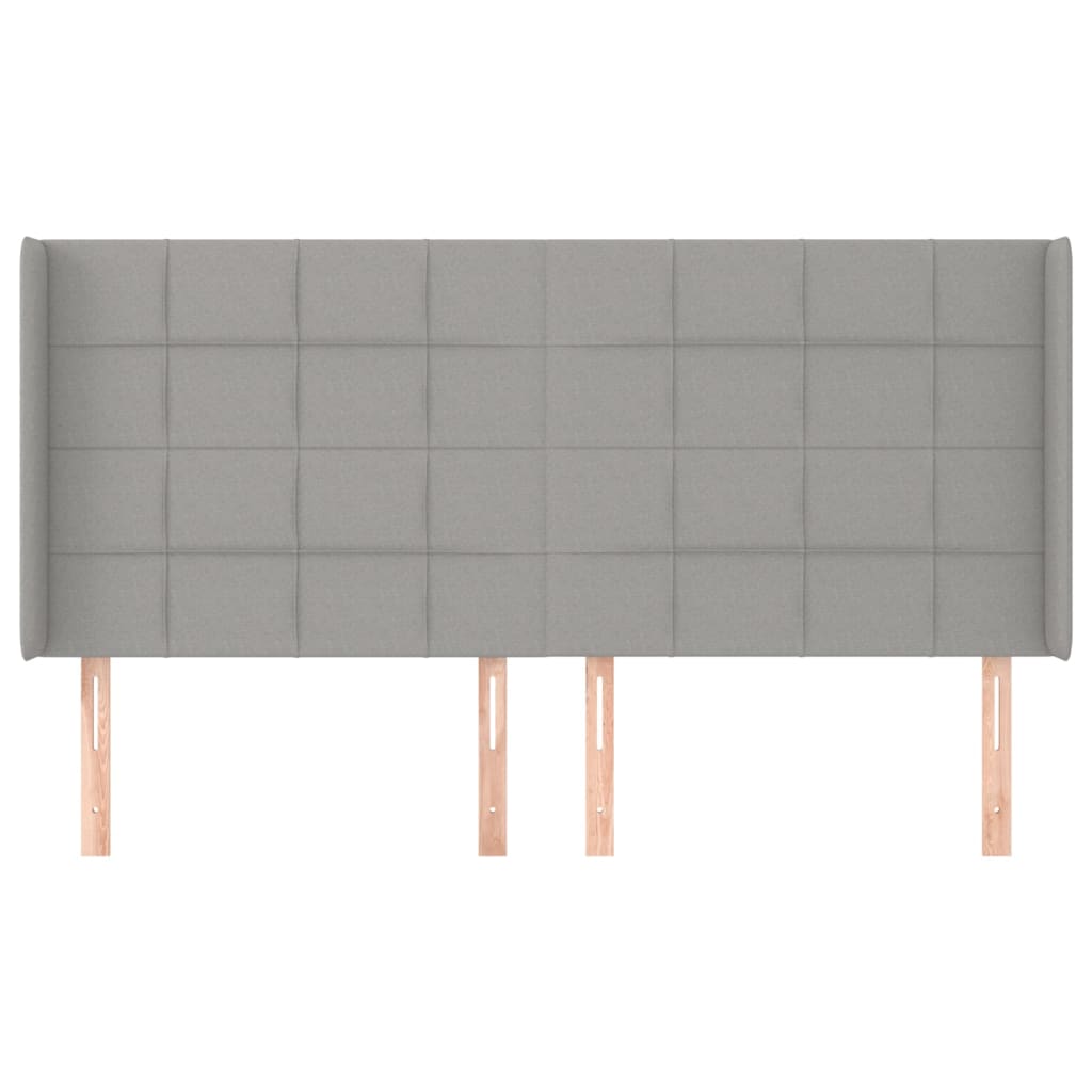 Hoofdbord met randen 203x16x118/128 cm stof lichtgrijs Hoofdborden en voetborden | Creëer jouw Trendy Thuis | Gratis bezorgd & Retour | Trendy.nl