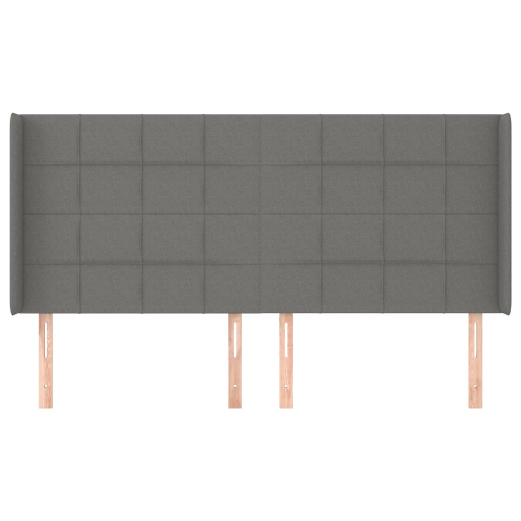 Hoofdbord met randen 203x16x118/128 cm stof donkergrijs Hoofdborden en voetborden | Creëer jouw Trendy Thuis | Gratis bezorgd & Retour | Trendy.nl