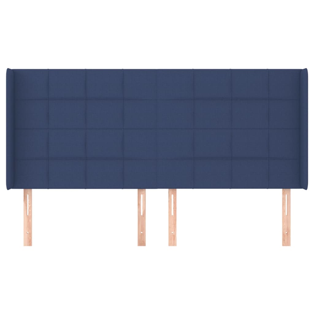 Hoofdbord met randen 203x16x118/128 cm stof blauw