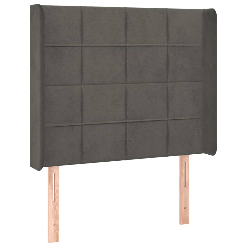 Hoofdbord met randen 93x16x118/128 cm fluweel donkergrijs Hoofdborden en voetborden | Creëer jouw Trendy Thuis | Gratis bezorgd & Retour | Trendy.nl