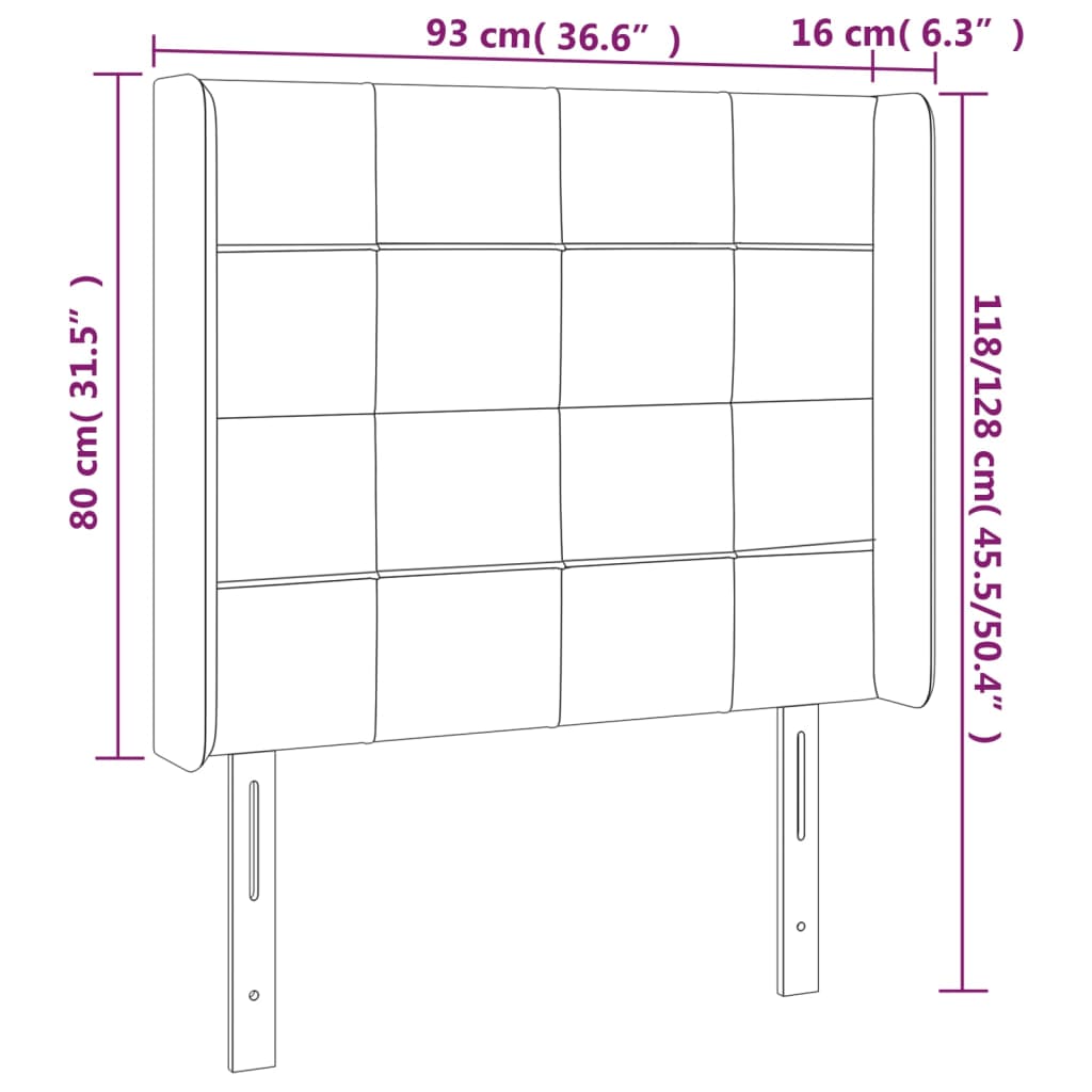 Hoofdbord met randen 93x16x118/128 cm fluweel donkergrijs Hoofdborden en voetborden | Creëer jouw Trendy Thuis | Gratis bezorgd & Retour | Trendy.nl