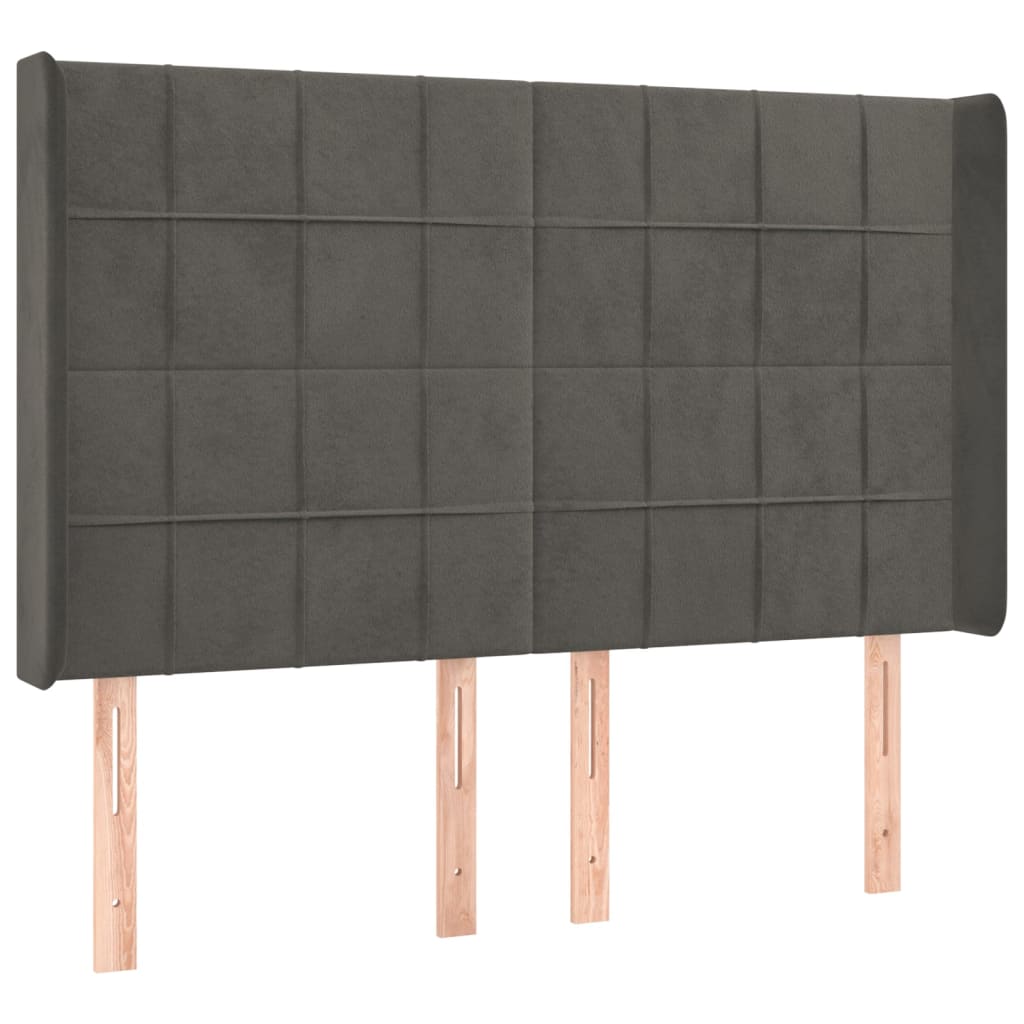 Hoofdbord met randen 147x16x118/128 cm fluweel donkergrijs Hoofdborden en voetborden | Creëer jouw Trendy Thuis | Gratis bezorgd & Retour | Trendy.nl