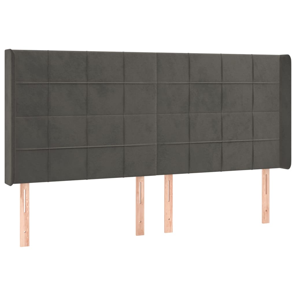 Hoofdbord met randen 163x16x118/128 cm fluweel donkergrijs Hoofdborden en voetborden | Creëer jouw Trendy Thuis | Gratis bezorgd & Retour | Trendy.nl