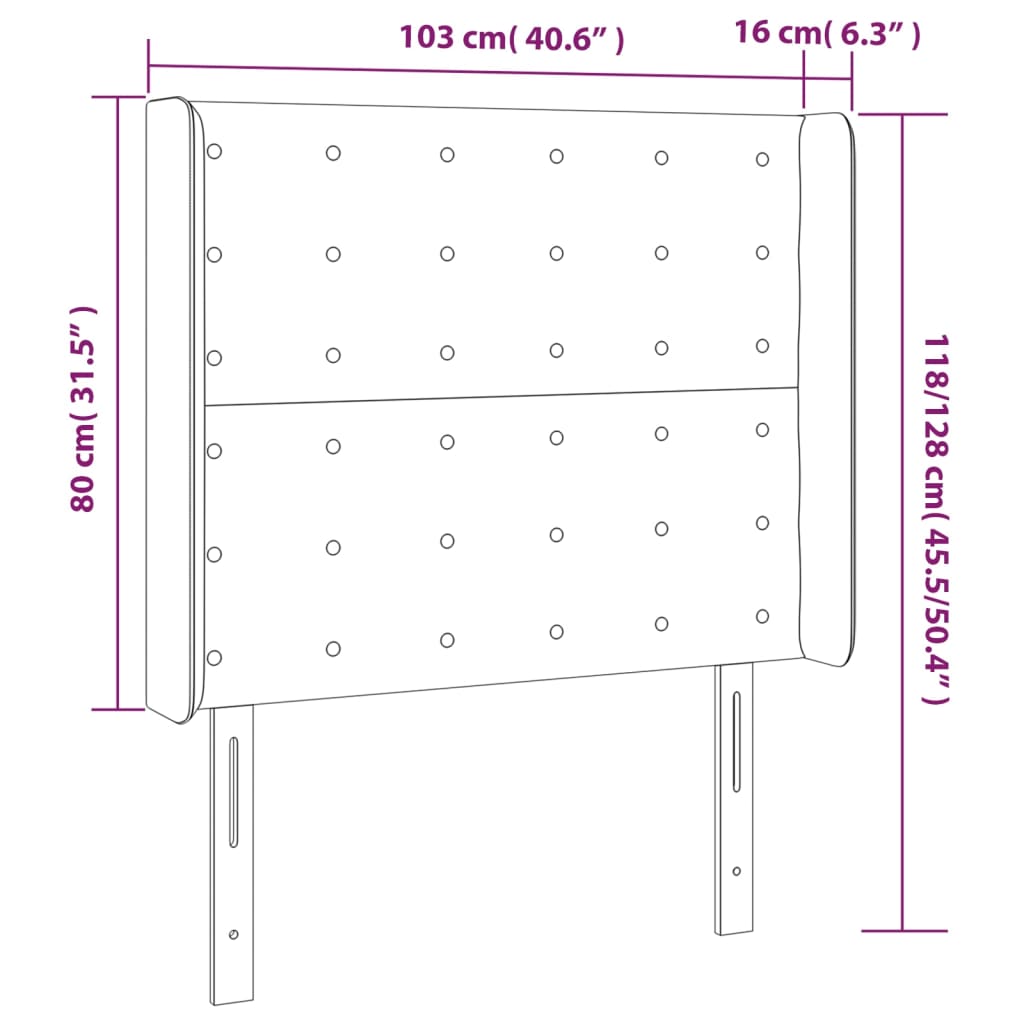 Hoofdbord met randen 103x16x118/128 cm kunstleer grijs Hoofdborden en voetborden | Creëer jouw Trendy Thuis | Gratis bezorgd & Retour | Trendy.nl