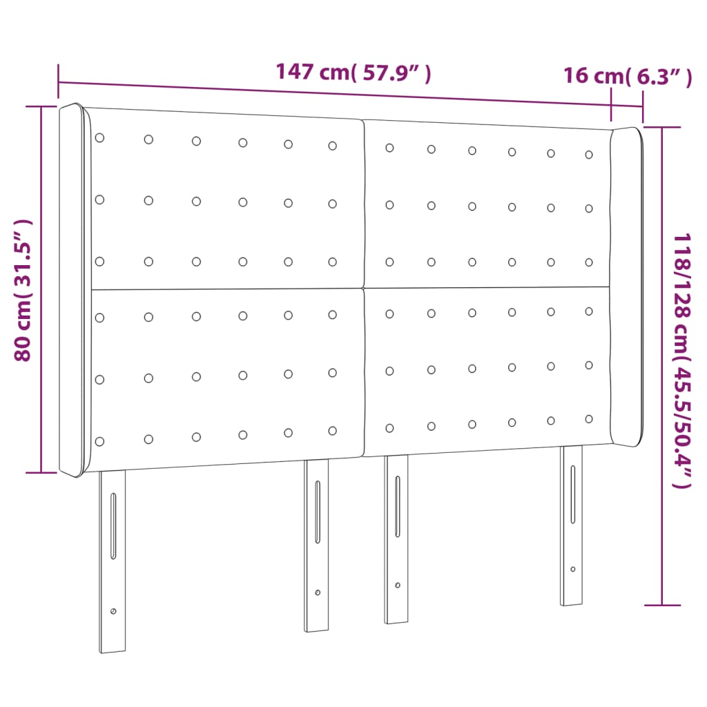 Hoofdbord met randen 147x16x118/128 cm kunstleer zwart Hoofdborden en voetborden | Creëer jouw Trendy Thuis | Gratis bezorgd & Retour | Trendy.nl