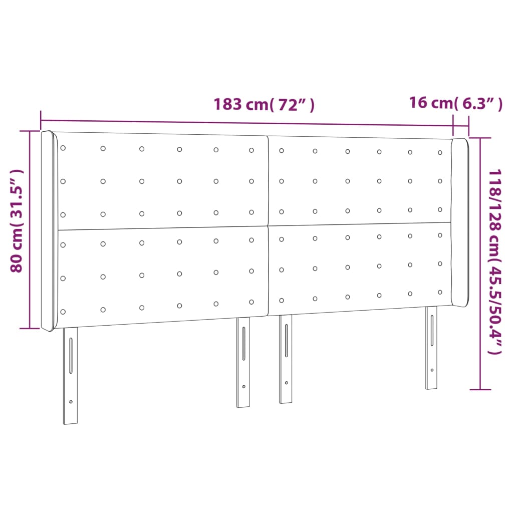 Hoofdbord met randen 183x16x118/128 cm kunstleer zwart Hoofdborden en voetborden | Creëer jouw Trendy Thuis | Gratis bezorgd & Retour | Trendy.nl