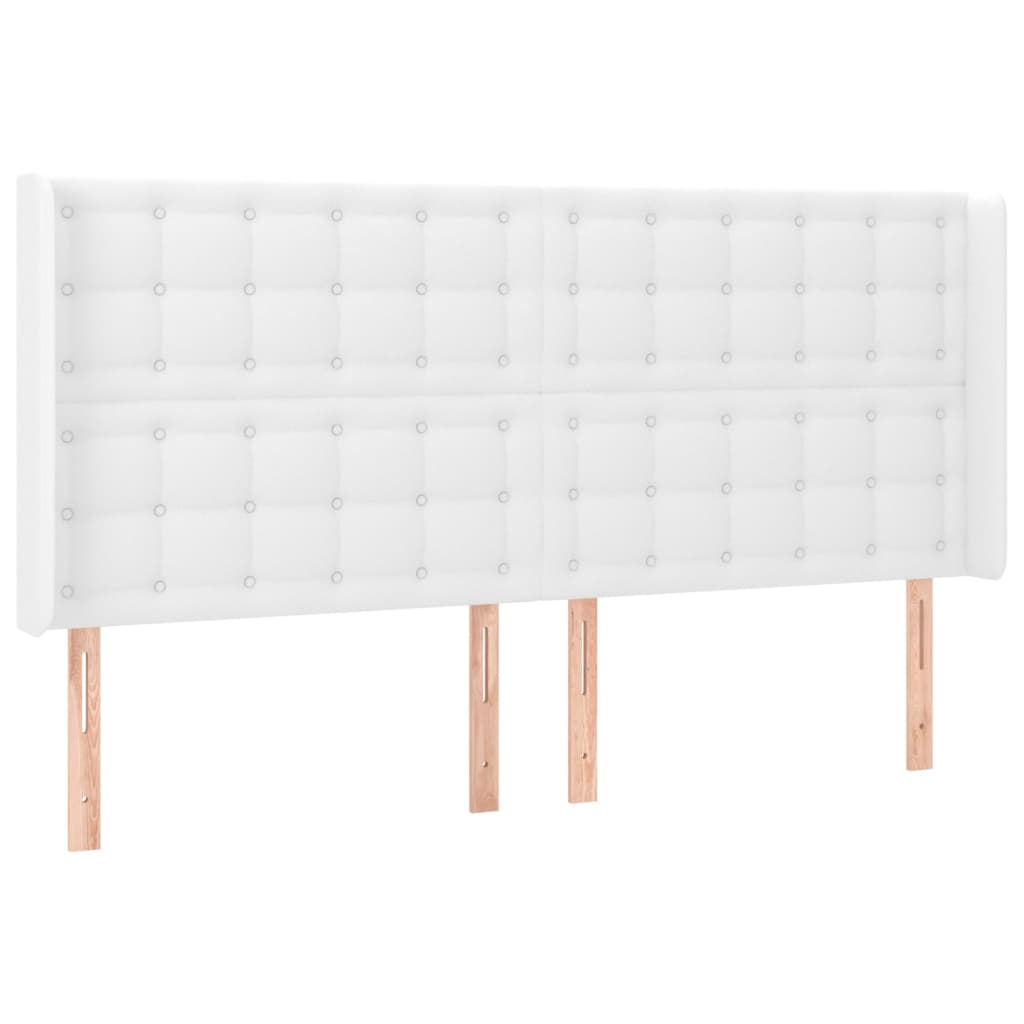 Hoofdbord met randen 183x16x118/128 cm kunstleer wit Hoofdborden en voetborden | Creëer jouw Trendy Thuis | Gratis bezorgd & Retour | Trendy.nl