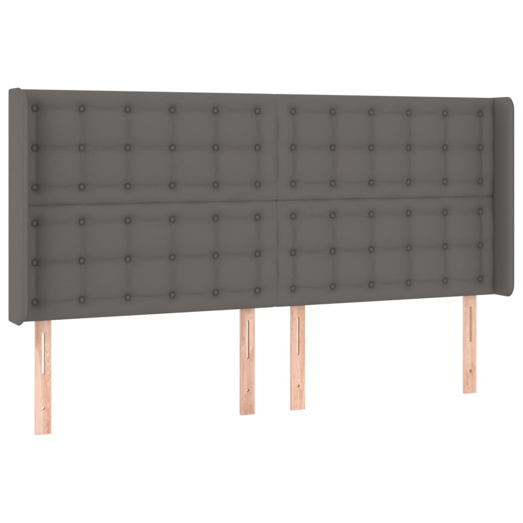 Hoofdbord met randen 183x16x118/128 cm kunstleer grijs Hoofdborden en voetborden | Creëer jouw Trendy Thuis | Gratis bezorgd & Retour | Trendy.nl