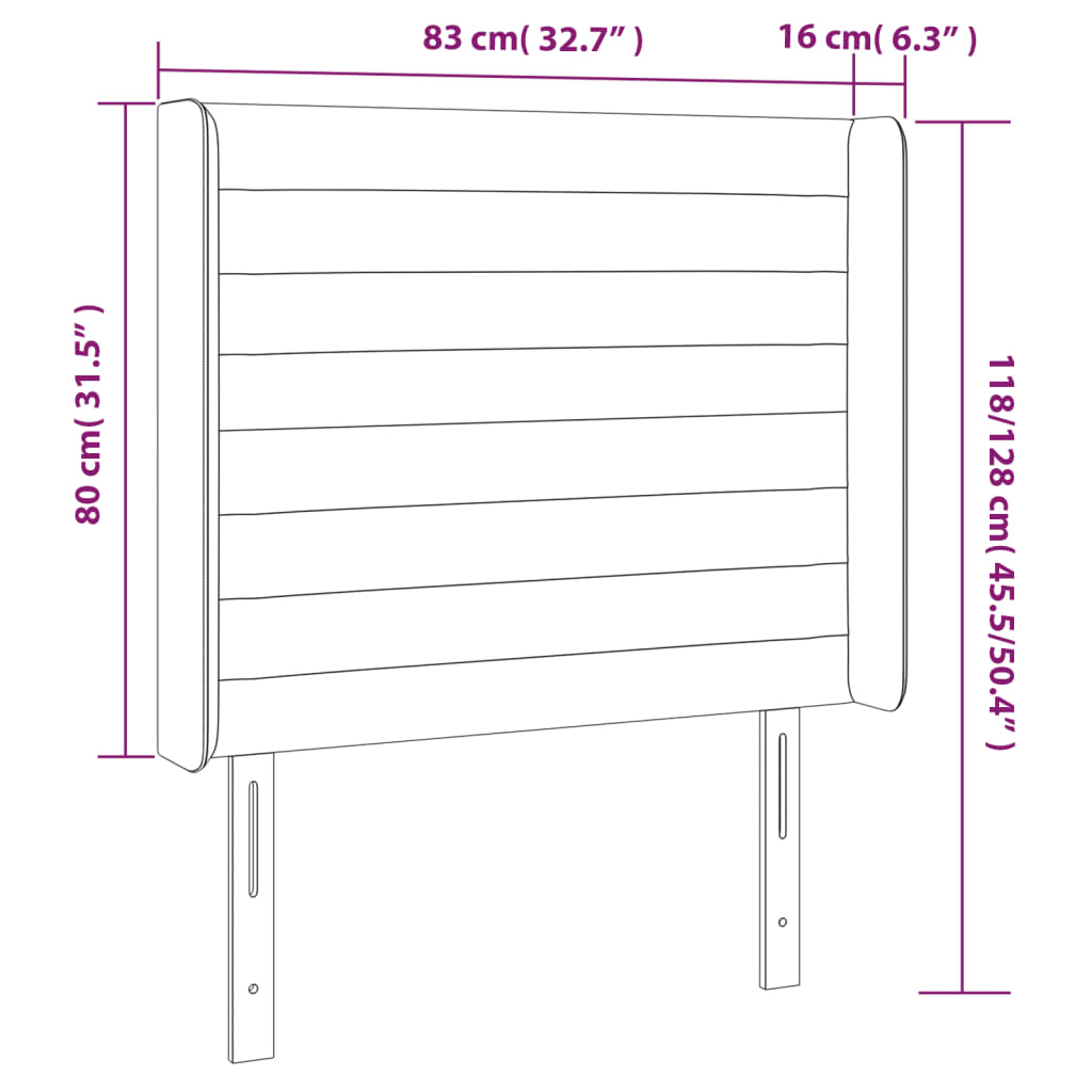 Hoofdbord met randen 83x16x118/128 cm stof lichtgrijs Hoofdborden en voetborden | Creëer jouw Trendy Thuis | Gratis bezorgd & Retour | Trendy.nl