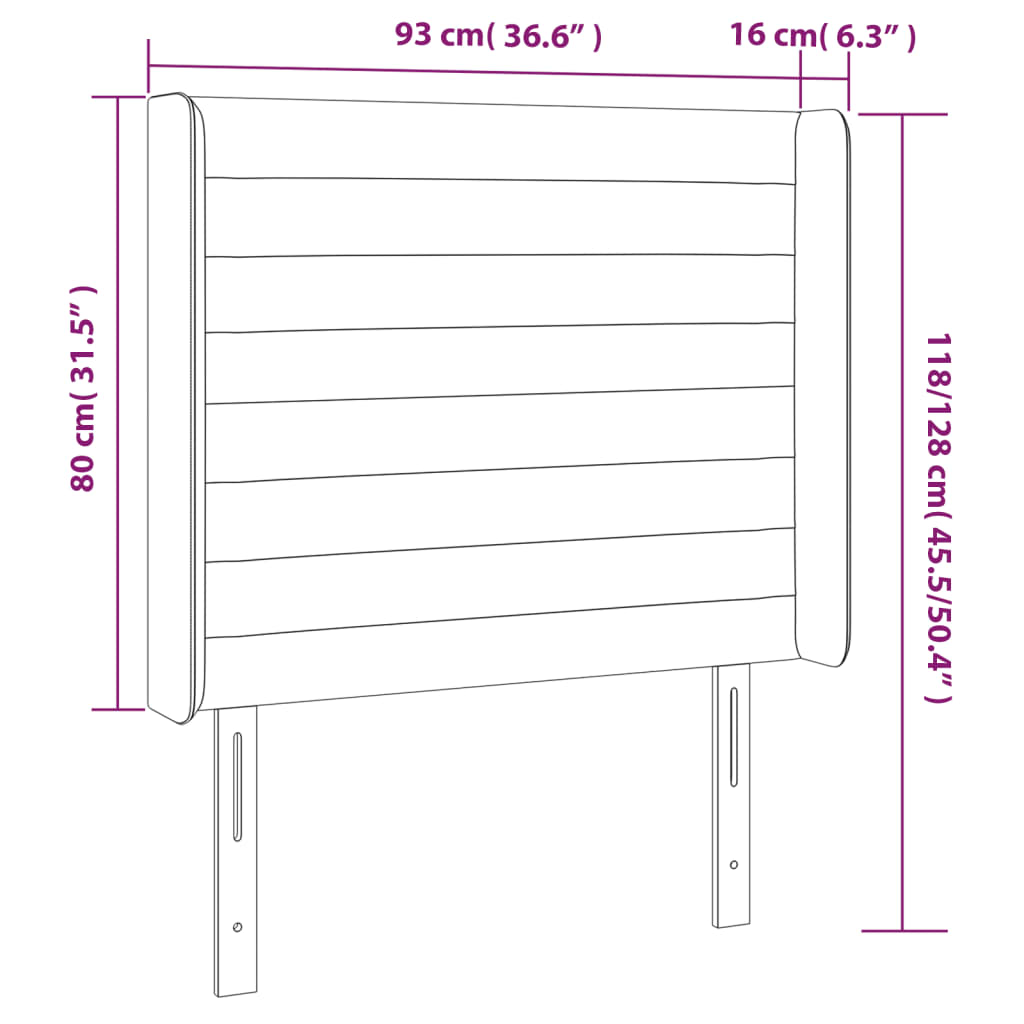 Hoofdbord met randen 93x16x118/128 cm stof taupe Hoofdborden en voetborden | Creëer jouw Trendy Thuis | Gratis bezorgd & Retour | Trendy.nl