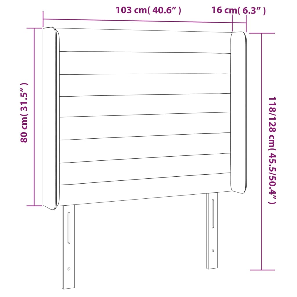 Hoofdbord met randen 103x16x118/128 cm stof zwart Hoofdborden en voetborden | Creëer jouw Trendy Thuis | Gratis bezorgd & Retour | Trendy.nl