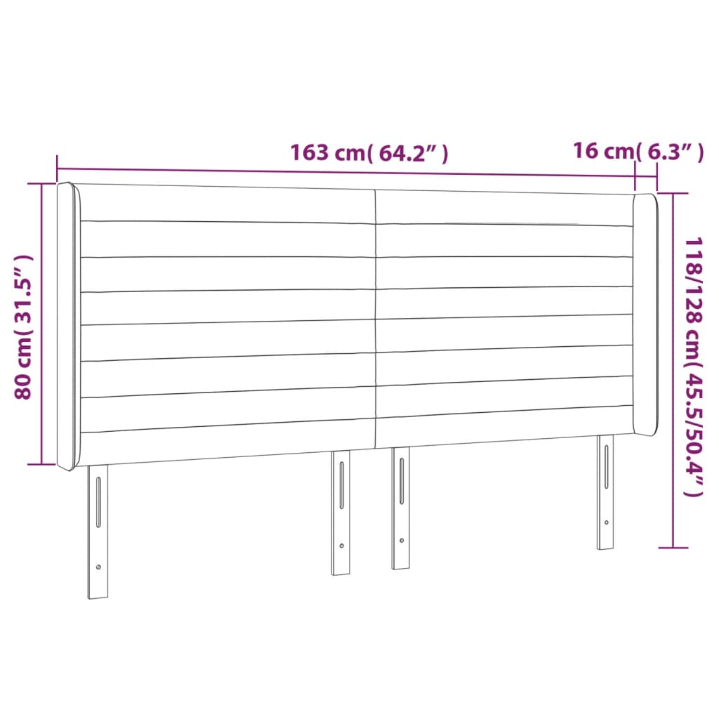 Hoofdbord met randen 163x16x118/128 cm stof donkergrijs Hoofdborden en voetborden | Creëer jouw Trendy Thuis | Gratis bezorgd & Retour | Trendy.nl