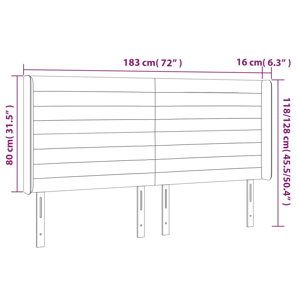 Hoofdbord met randen 183x16x118/128 cm stof donkergrijs Hoofdborden en voetborden | Creëer jouw Trendy Thuis | Gratis bezorgd & Retour | Trendy.nl