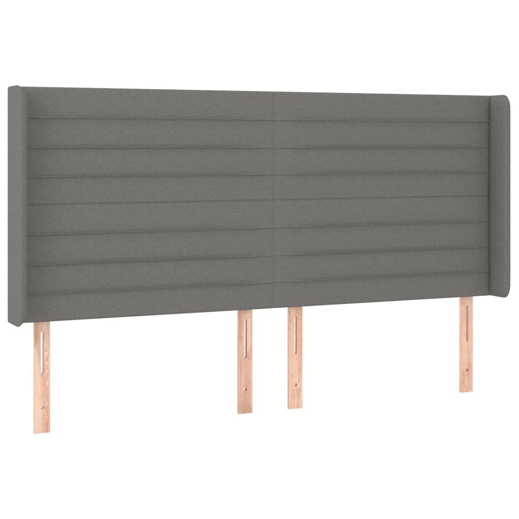 Hoofdbord met randen 203x16x118/128 cm stof donkergrijs Hoofdborden en voetborden | Creëer jouw Trendy Thuis | Gratis bezorgd & Retour | Trendy.nl