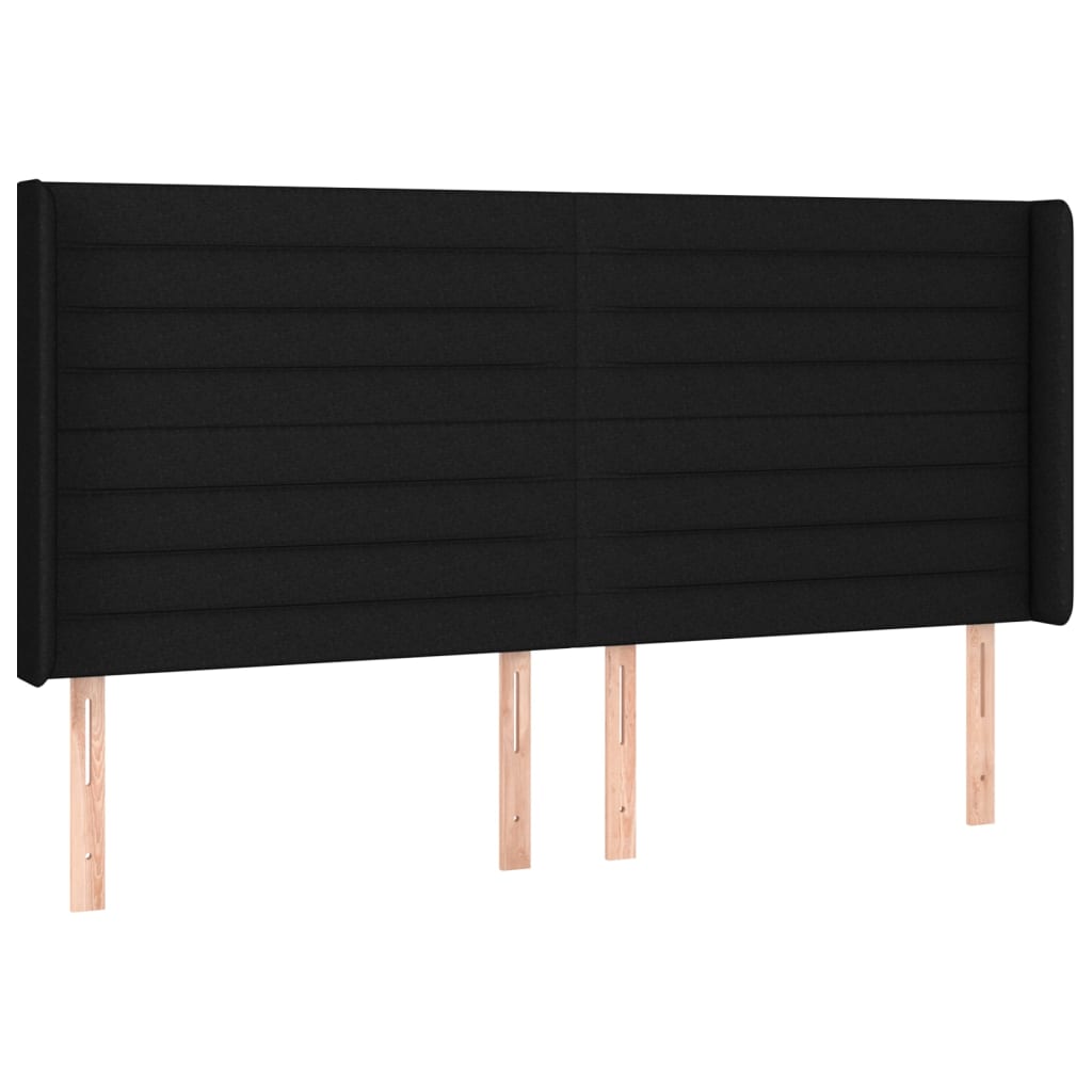 Hoofdbord met randen 203x16x118/128 cm stof zwart Hoofdborden en voetborden | Creëer jouw Trendy Thuis | Gratis bezorgd & Retour | Trendy.nl