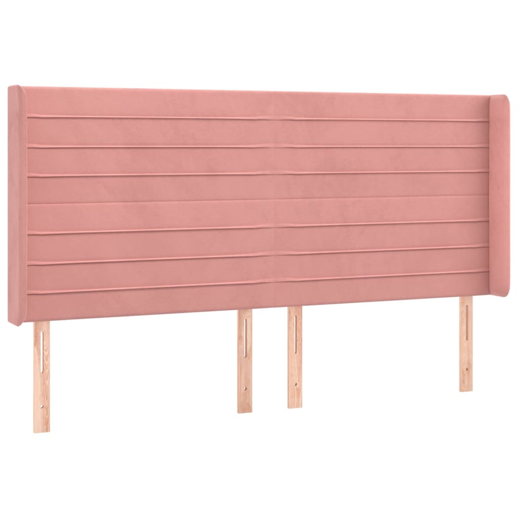 Hoofdbord met randen 183x16x118/128 cm fluweel roze Hoofdborden en voetborden | Creëer jouw Trendy Thuis | Gratis bezorgd & Retour | Trendy.nl