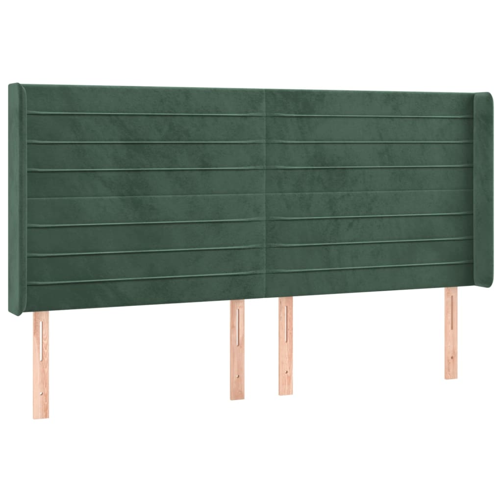 Hoofdbord met randen 203x16x118/128 cm fluweel donkergroen Hoofdborden en voetborden | Creëer jouw Trendy Thuis | Gratis bezorgd & Retour | Trendy.nl