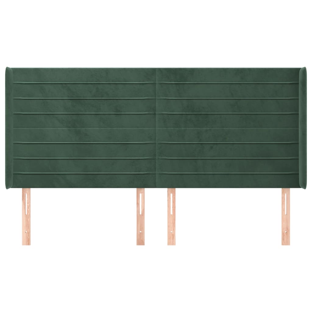 Hoofdbord met randen 203x16x118/128 cm fluweel donkergroen Hoofdborden en voetborden | Creëer jouw Trendy Thuis | Gratis bezorgd & Retour | Trendy.nl