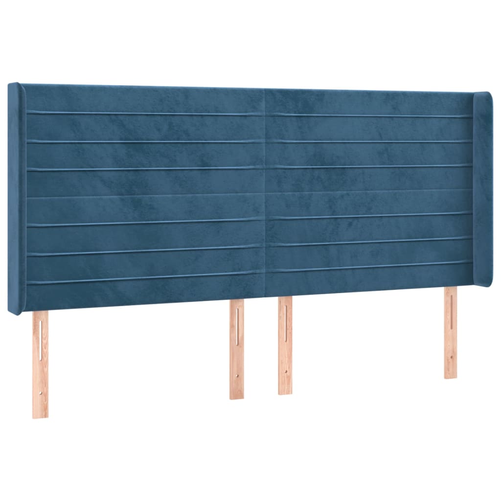 Hoofdbord met randen 203x16x118/128 cm fluweel donkerblauw Hoofdborden en voetborden | Creëer jouw Trendy Thuis | Gratis bezorgd & Retour | Trendy.nl