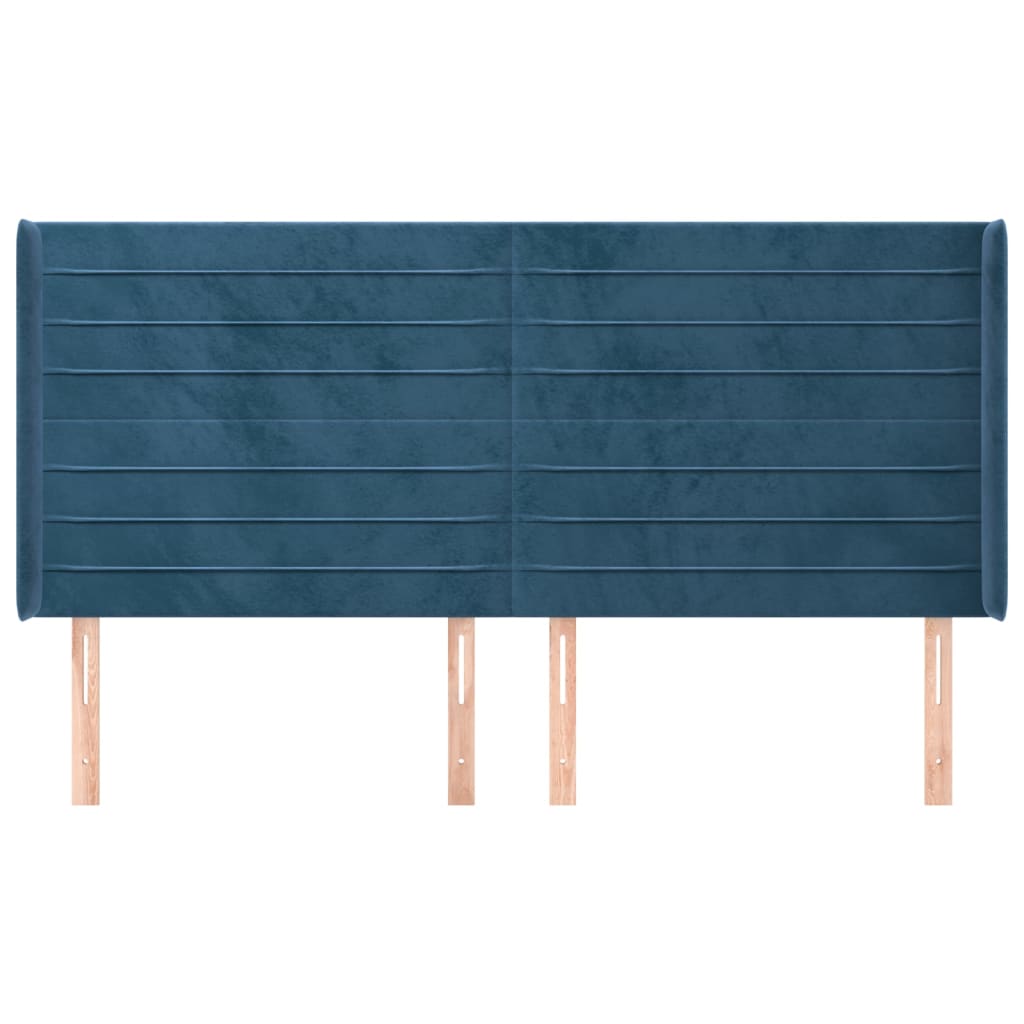 Hoofdbord met randen 203x16x118/128 cm fluweel donkerblauw Hoofdborden en voetborden | Creëer jouw Trendy Thuis | Gratis bezorgd & Retour | Trendy.nl