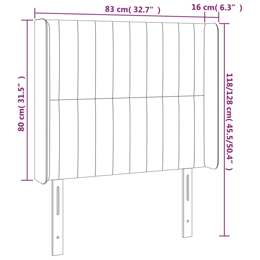 Hoofdbord met randen 83x16x118/128 cm stof zwart Hoofdborden en voetborden | Creëer jouw Trendy Thuis | Gratis bezorgd & Retour | Trendy.nl