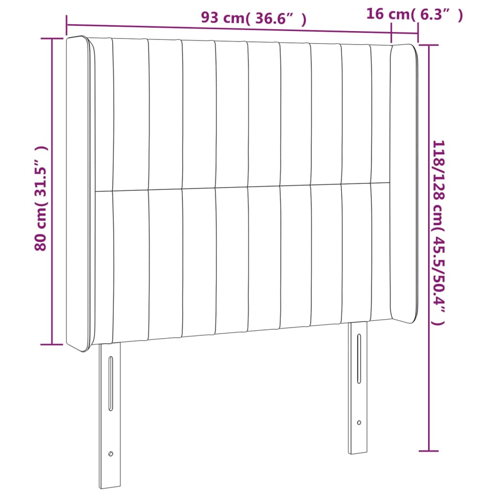 Hoofdbord met randen 93x16x118/128 cm stof donkergrijs Hoofdborden en voetborden | Creëer jouw Trendy Thuis | Gratis bezorgd & Retour | Trendy.nl