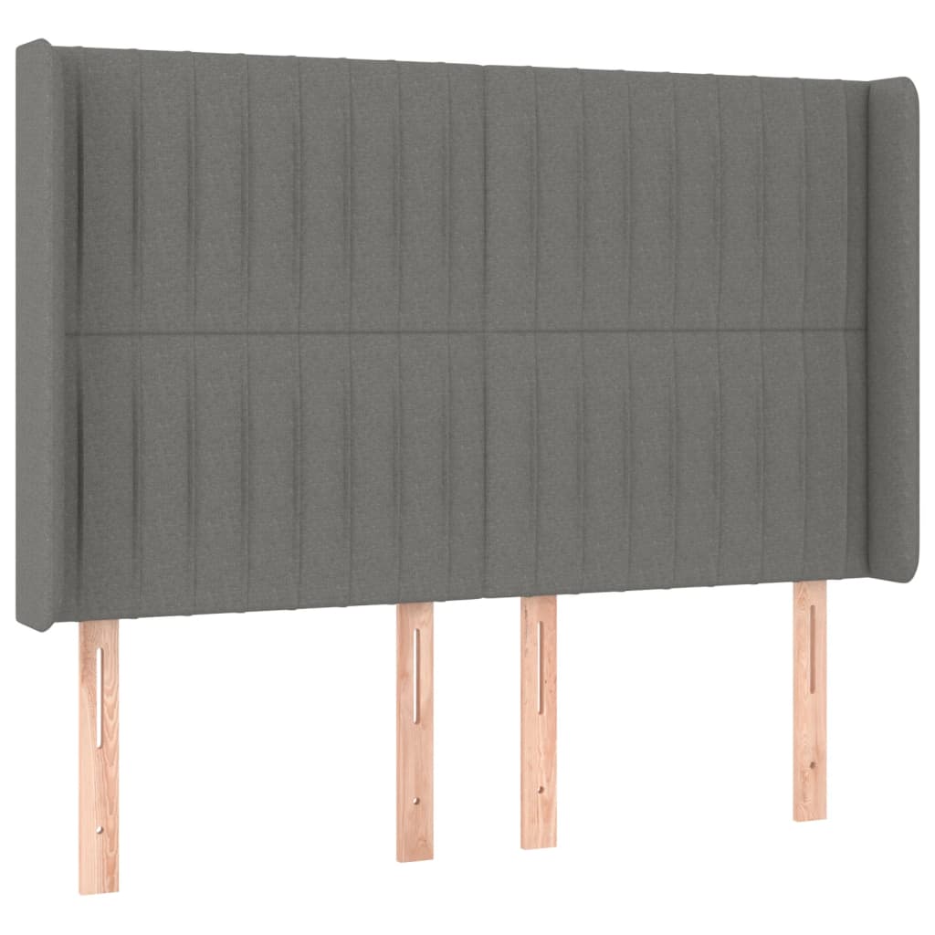 Hoofdbord met randen 147x16x118/128 cm stof donkergrijs Hoofdborden en voetborden | Creëer jouw Trendy Thuis | Gratis bezorgd & Retour | Trendy.nl