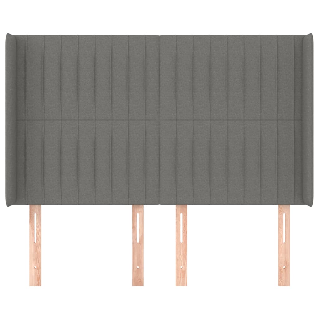 Hoofdbord met randen 147x16x118/128 cm stof donkergrijs Hoofdborden en voetborden | Creëer jouw Trendy Thuis | Gratis bezorgd & Retour | Trendy.nl