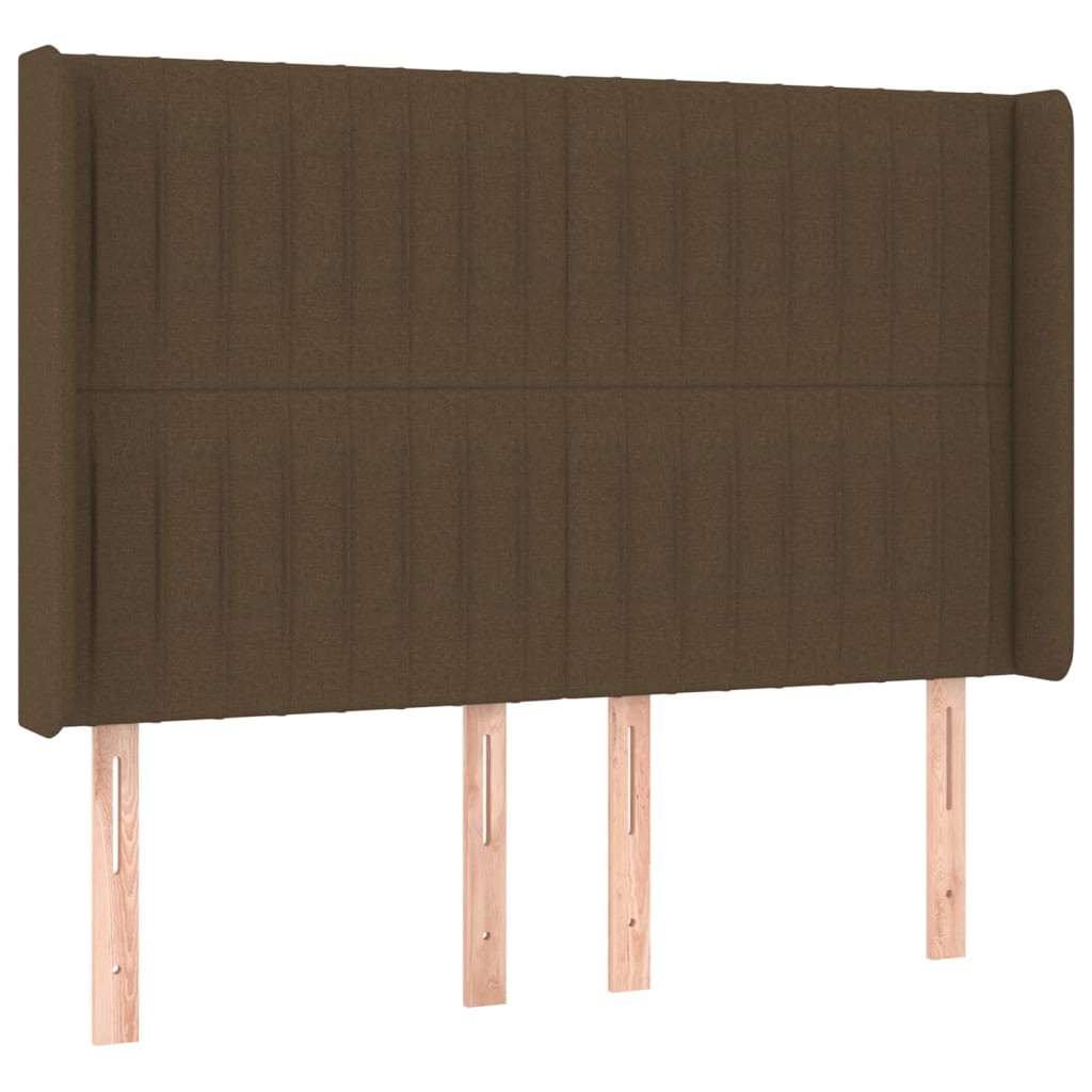 Hoofdbord met randen 147x16x118/128 cm stof donkerbruin Hoofdborden en voetborden | Creëer jouw Trendy Thuis | Gratis bezorgd & Retour | Trendy.nl