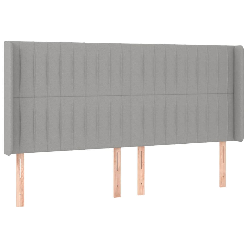 Hoofdbord met randen 183x16x118/128 cm stof lichtgrijs Hoofdborden en voetborden | Creëer jouw Trendy Thuis | Gratis bezorgd & Retour | Trendy.nl