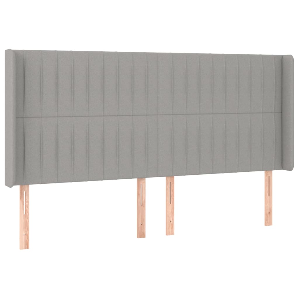 Hoofdbord met randen 203x16x118/128 cm stof lichtgrijs Hoofdborden en voetborden | Creëer jouw Trendy Thuis | Gratis bezorgd & Retour | Trendy.nl