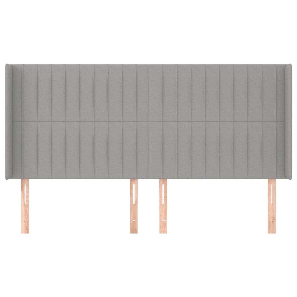 Hoofdbord met randen 203x16x118/128 cm stof lichtgrijs Hoofdborden en voetborden | Creëer jouw Trendy Thuis | Gratis bezorgd & Retour | Trendy.nl