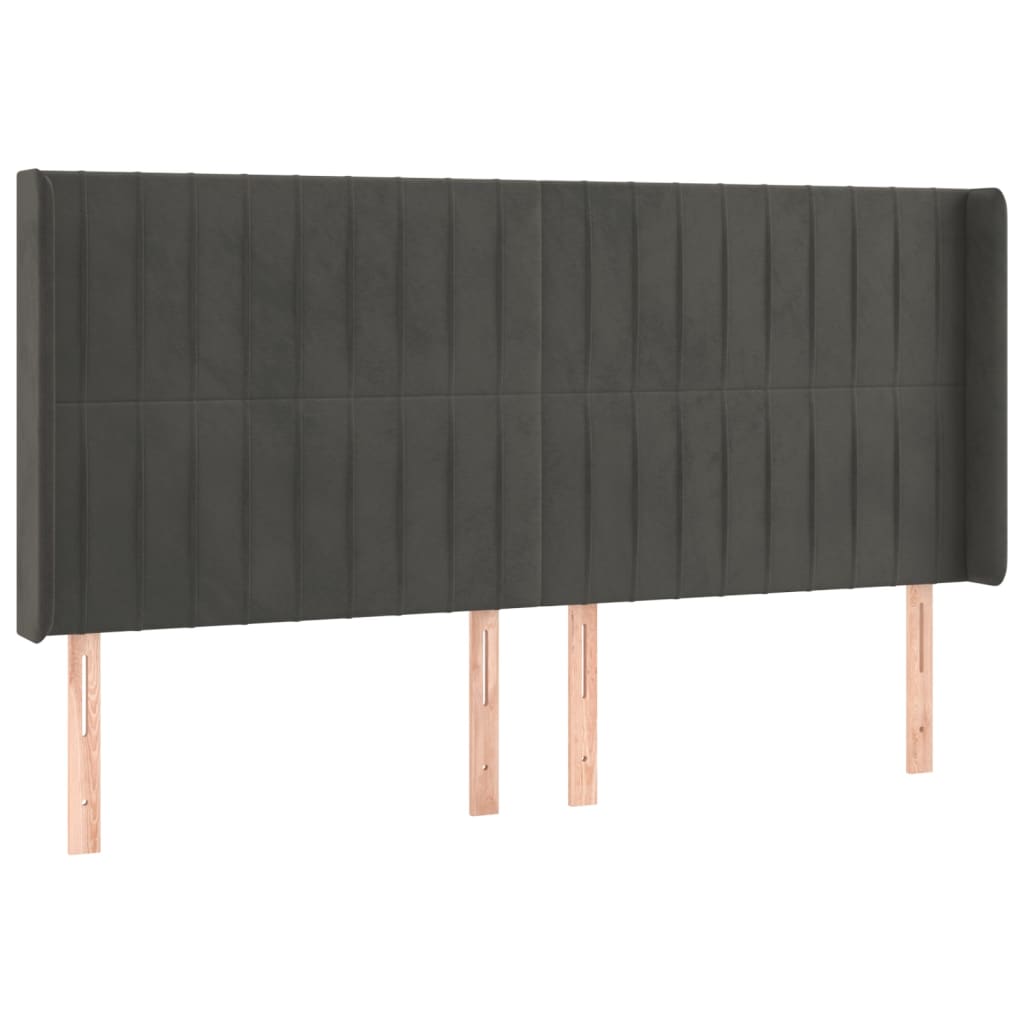 Hoofdbord met randen 183x16x118/128 cm fluweel donkergrijs Hoofdborden en voetborden | Creëer jouw Trendy Thuis | Gratis bezorgd & Retour | Trendy.nl