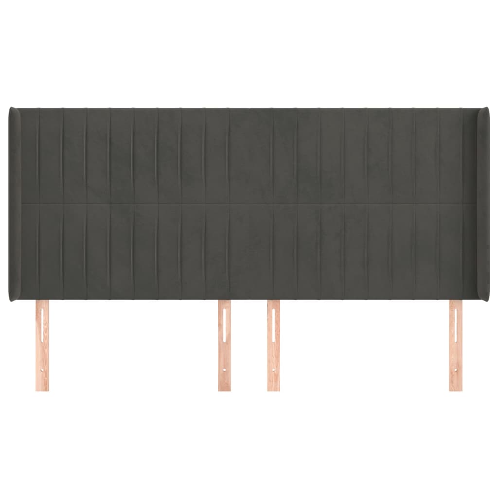 Hoofdbord met randen 183x16x118/128 cm fluweel donkergrijs Hoofdborden en voetborden | Creëer jouw Trendy Thuis | Gratis bezorgd & Retour | Trendy.nl