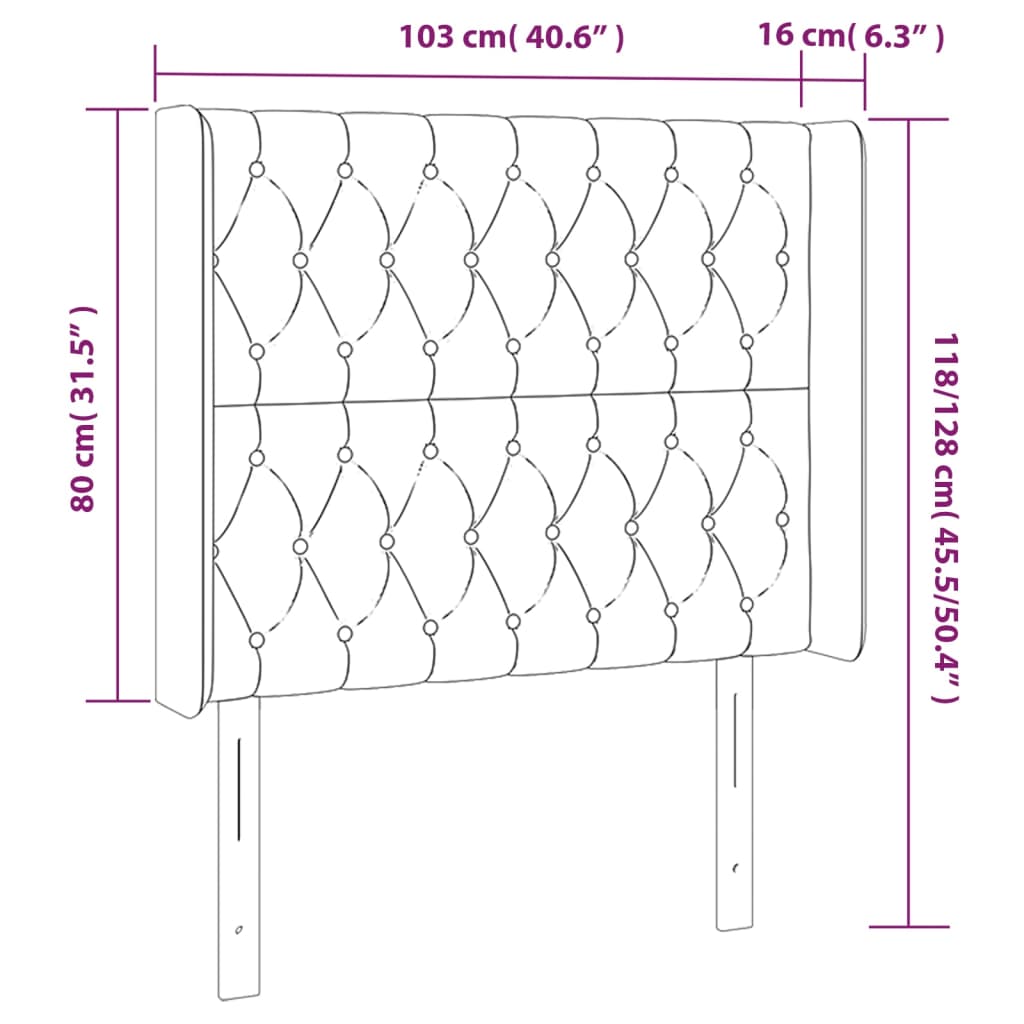 Hoofdbord met randen 103x16x118/128 cm stof crèmekleurig Hoofdborden en voetborden | Creëer jouw Trendy Thuis | Gratis bezorgd & Retour | Trendy.nl