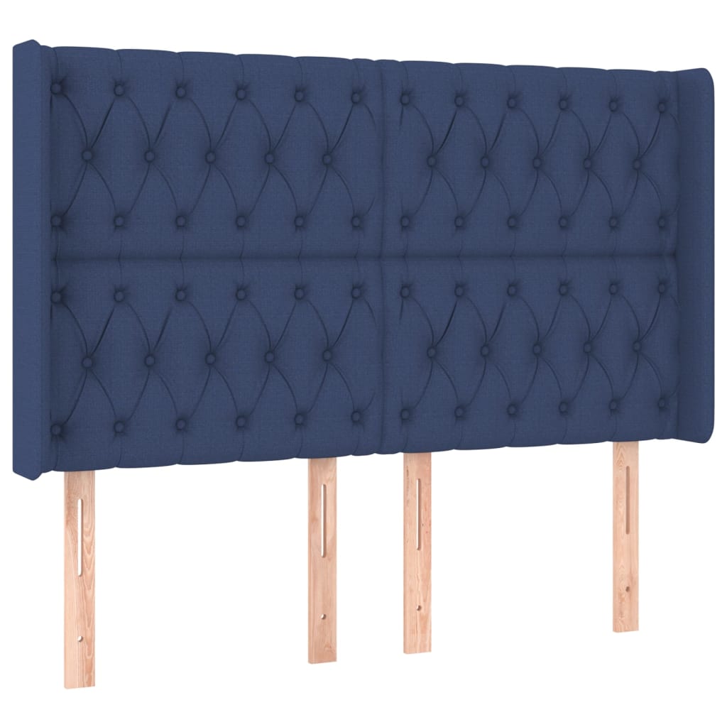 Hoofdbord met randen 147x16x118/128 cm stof blauw Hoofdborden en voetborden | Creëer jouw Trendy Thuis | Gratis bezorgd & Retour | Trendy.nl