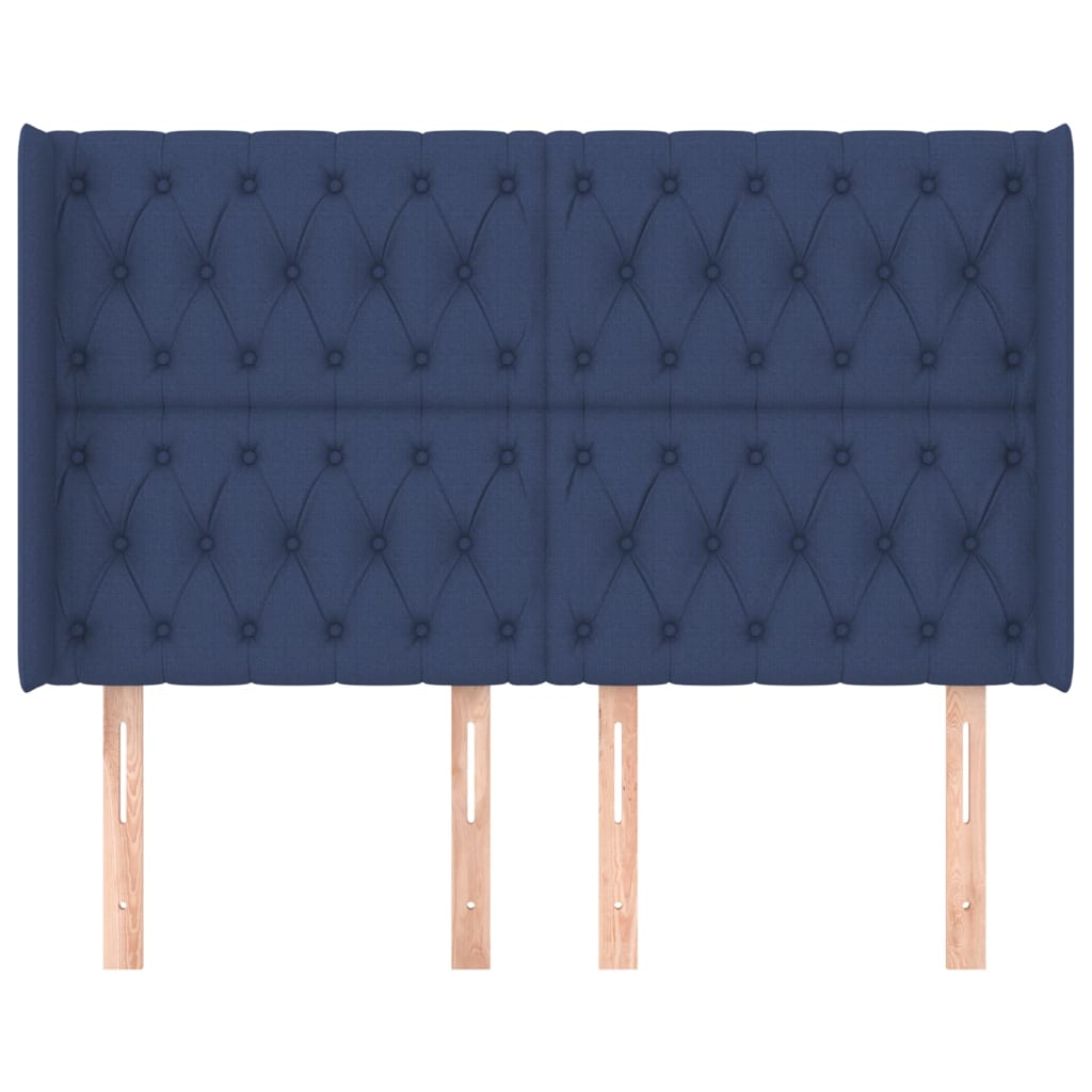 Hoofdbord met randen 147x16x118/128 cm stof blauw Hoofdborden en voetborden | Creëer jouw Trendy Thuis | Gratis bezorgd & Retour | Trendy.nl