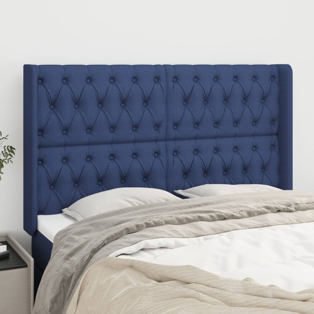 Hoofdbord met randen 147x16x118/128 cm stof blauw Hoofdborden en voetborden | Creëer jouw Trendy Thuis | Gratis bezorgd & Retour | Trendy.nl