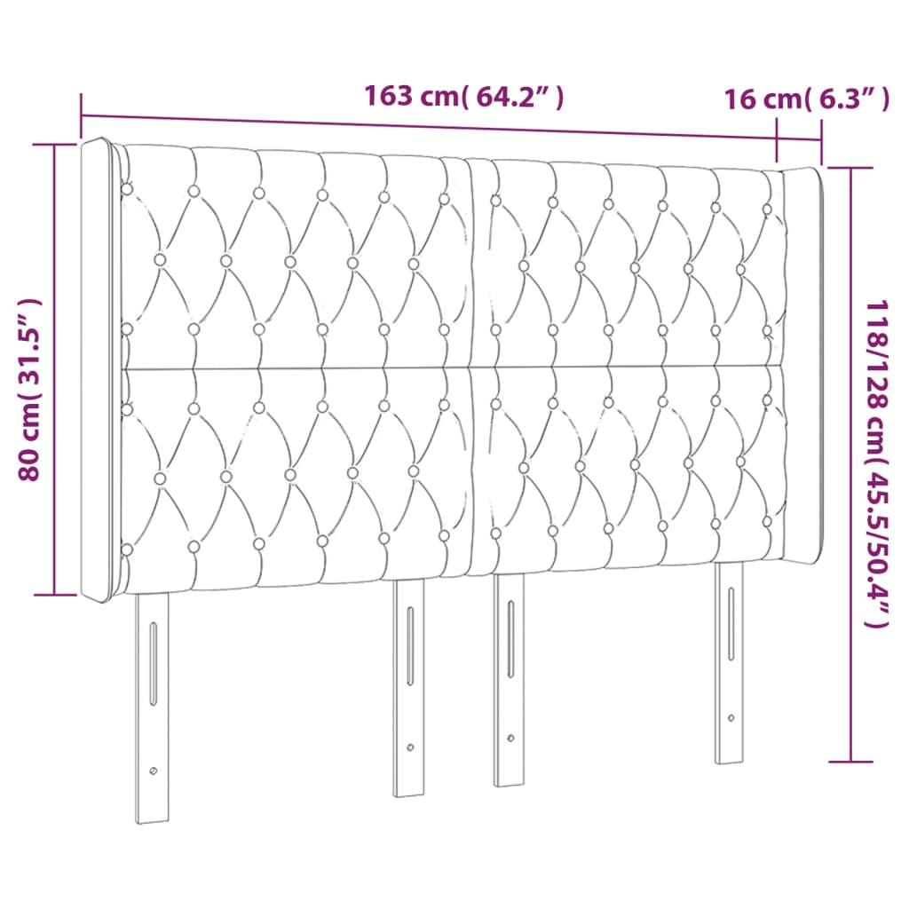 Hoofdbord met randen 163x16x118/128 cm stof donkerbruin Hoofdborden en voetborden | Creëer jouw Trendy Thuis | Gratis bezorgd & Retour | Trendy.nl