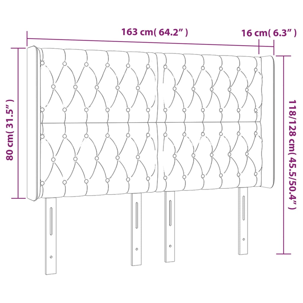 Hoofdbord met randen 163x16x118/128 cm stof blauw Hoofdborden en voetborden | Creëer jouw Trendy Thuis | Gratis bezorgd & Retour | Trendy.nl